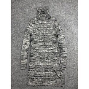 Peruvian Connection Sweater Dress Womens Medium Gray Turtleneck Long Sleeve Knit